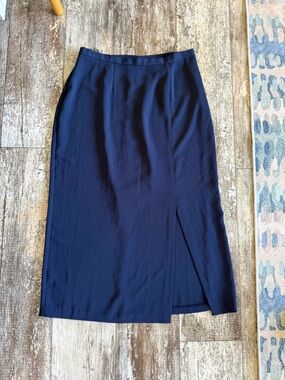 2 for $20 sale: Kathie Lee Woman navy blue lightweight midi skirt with slit - 16